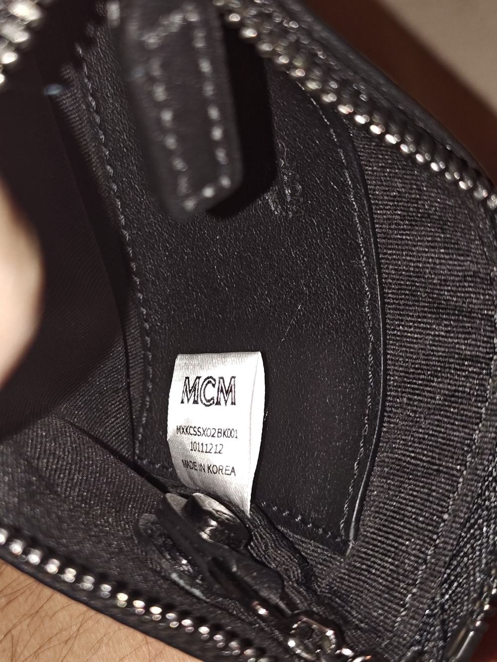 MCM Black Leather Zip Pouch with Purple Logo - Picture 9 of 10